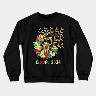 Sunflower Flying Cicada Insect Great Eastern Brood X Cicada Crewneck Sweatshirt